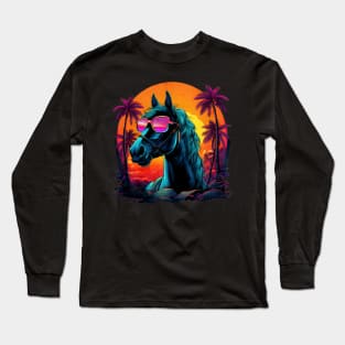 Retro Wave Andalusia Horse Long Sleeve T-Shirt